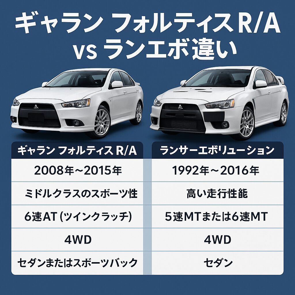 ギャランフォルティスラリーアートvsエボ10のスペック比較