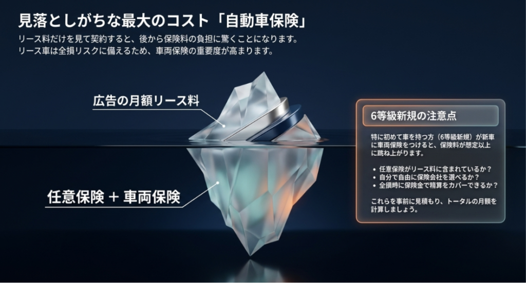 画像タイトル: カーリースの後悔談を防ぐ3つの確認ポイント
代替テキスト: カーリースで後悔しないために、費用の内訳、走行距離の計算、中途解約のルールを契約前に確認する重要性を示したスライド
